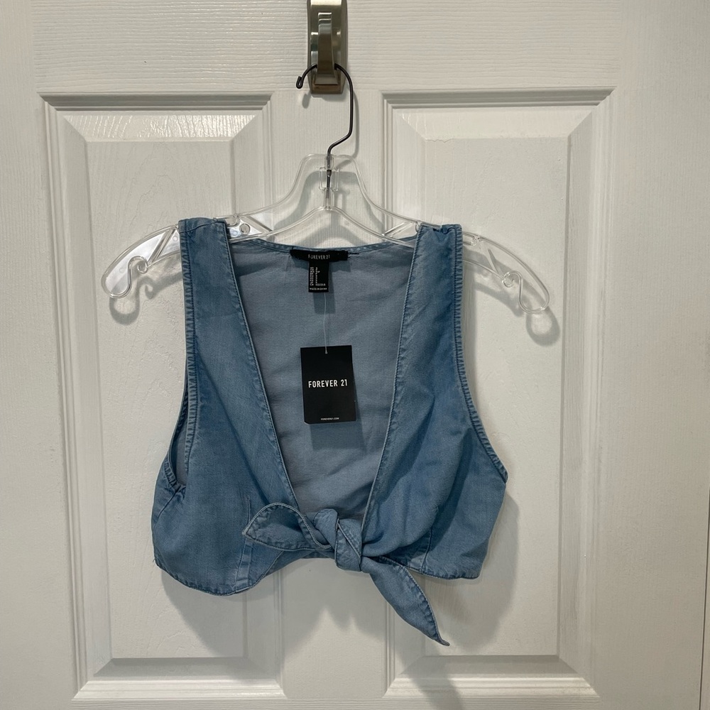 Fake Jean Crop Top